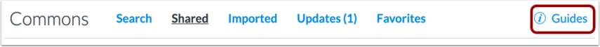 To view a list of helpful Commons guides, click the Guides link.