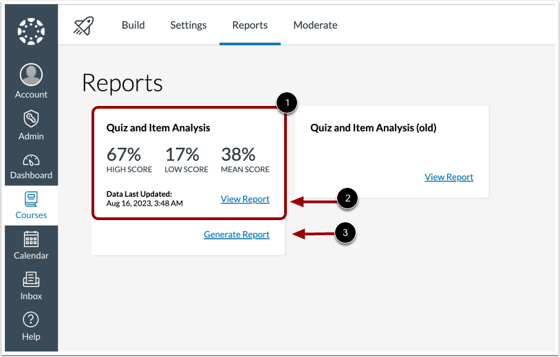 After a report is generated, the report card displays data from the last run report. To view report details, click the View Report link. To update the data and run a new report, click the Generate Report link.