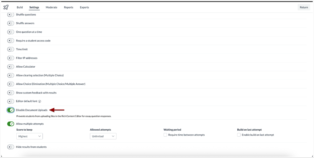 Disable Document Uploads